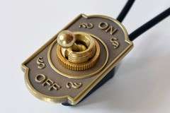 Toggle Switch on/off – Brass Plated – 6A/120V – Steampunk Switch 2-Wire