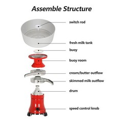 Electric Centrifugal Separator Fresh Milk Cream Milk Cream Separator 100L/H New
