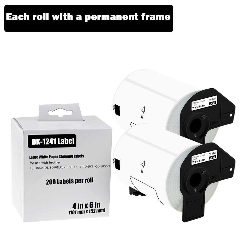 2Rolls 102mmx152mm DK-1241 Paper Shipping Label Fit for Brother QL-1110NWB