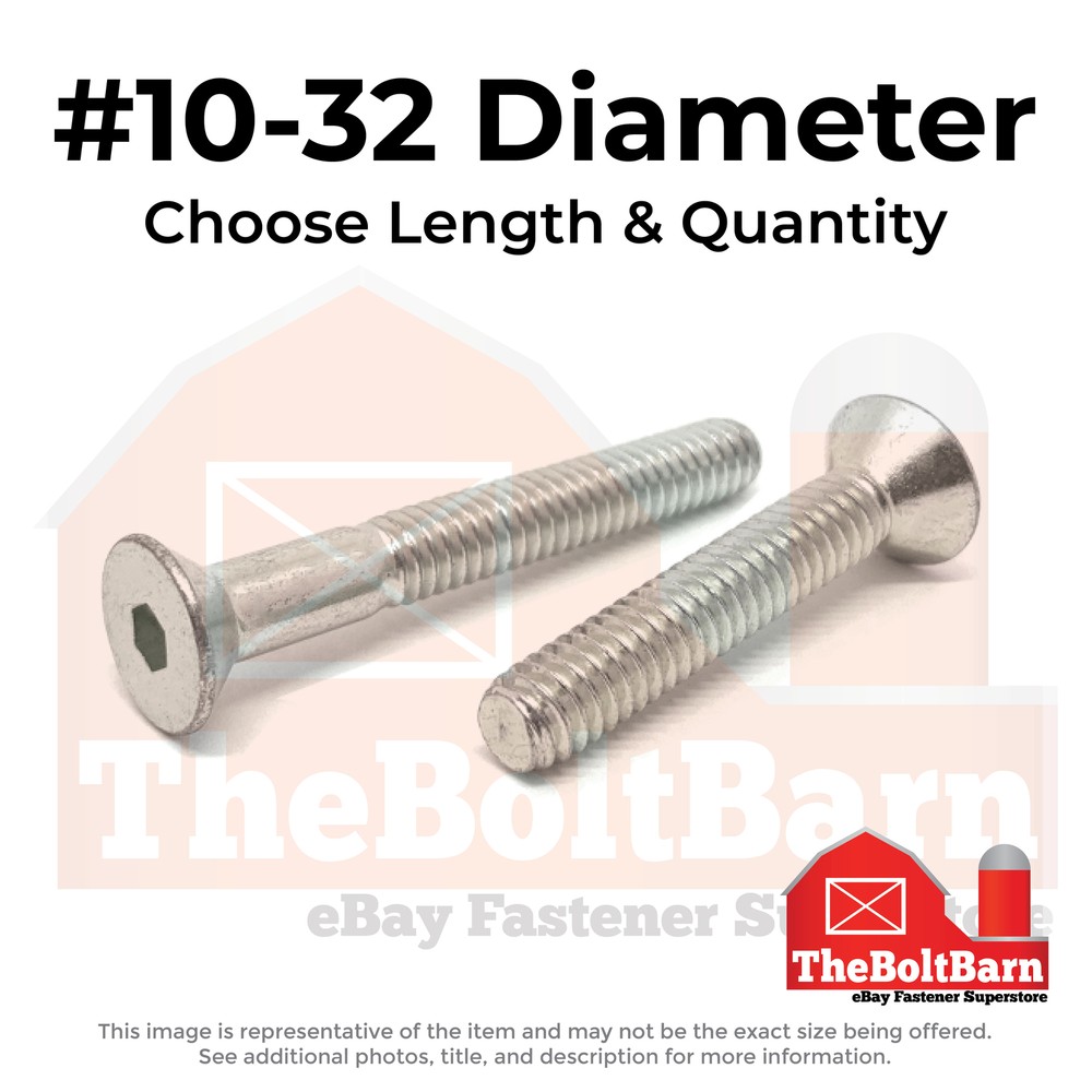 #10-32 Stainless Steel Flat Socket Head Cap Screws (Choose Length & Qty)