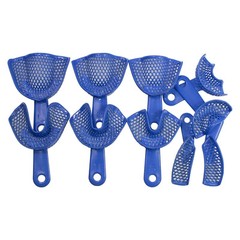 2Pcs/10Pcs Dental Autoclavable Plastic-Steel Impression Trays Blue Denture Model