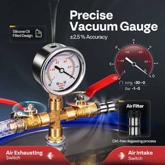 5 Gal Vacuum Chamber with 3.5 CFM 1 Stage Pump for Degassing Tempered Glass Lid