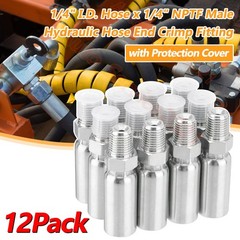 12pcs 1/4″ NPTF Hydraulic Hose End Fittings, 1/4″ I.D. Hose x 1/4″ NPTF Male A++