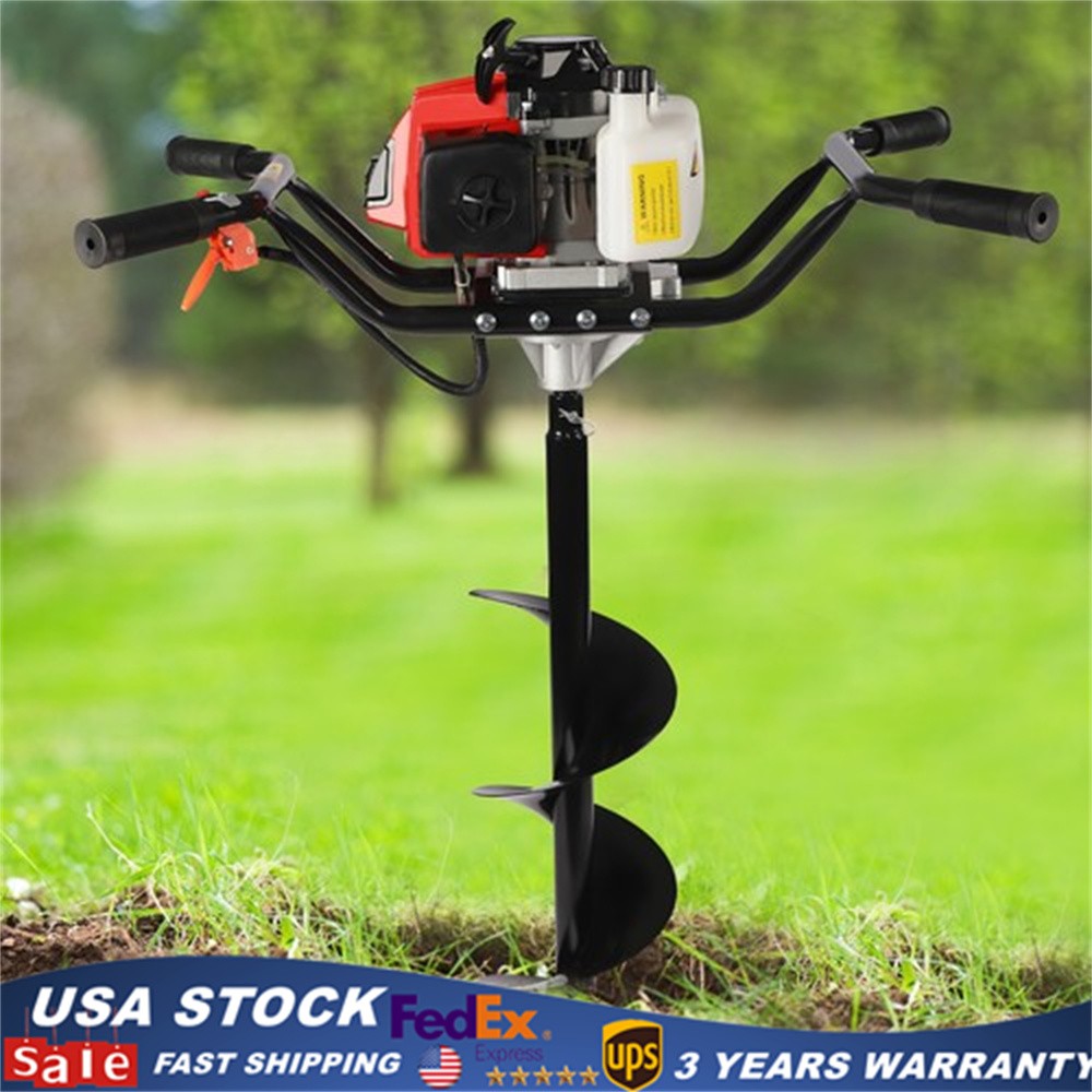Two Men 2 Stroke 3HP Gas Power Post Hole Digger Honda Engine with 8-inch Auger