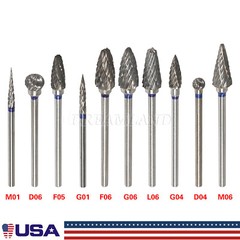 10x Tungsten Carbide Steel Dental Burs Burrs Tooth Drill 2.35mm Polisher Denture