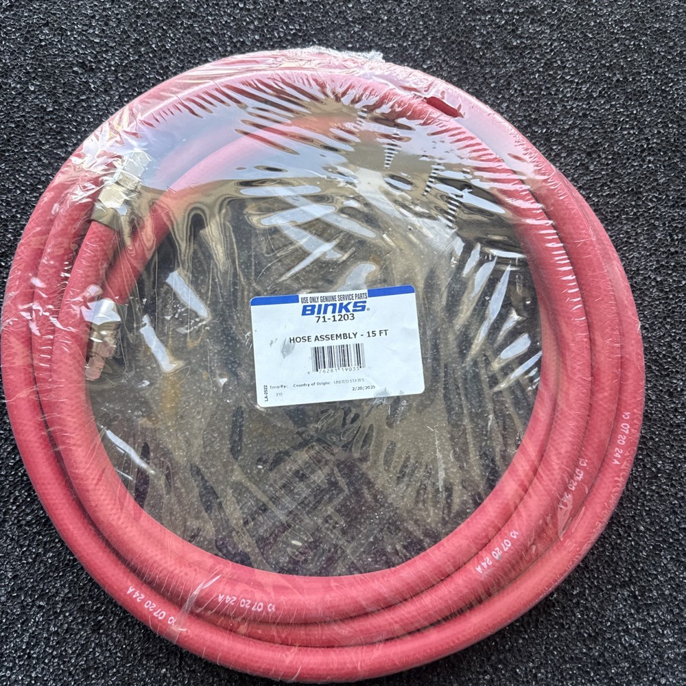 BINKS 15 FT 71-1203 5/16in Air Hose Assembly 250 psi genuine new sealed