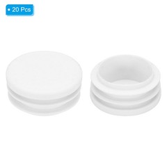 20Pcs 1.25″ Plastic Tubing End Caps Round Hole Plug Insert White