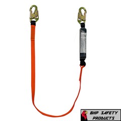 Fall Protection Safety Lanyard 6′ Internal Shock-Absorbing with Snap Hook 2/Pack