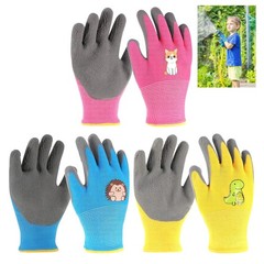 3 Pairs Gardening Gloves for Kids 24 Years, Kids Work Gloves with Late…