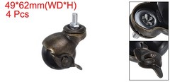 2 Inch Ball Caster Wheels with Brake, 4pcs Threaded Stem Caster, Bronze Tone