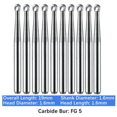Vakker Dental Tungsten Carbide Burs for High Speed Handpiece FG 19mm
