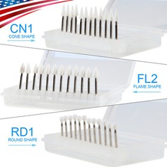 Dental White Stone High Speed Polishing Burs Cone/Flame/Round Aluminum Oxide