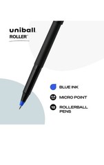 uniball Roller Rollerball Pens, Micro Point (0.5mm), Blue, 12 Pack