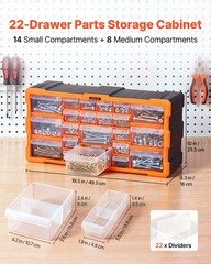 VEVOR 22-Drawer Storage Organizer Plastic Drawer Parts Storage Cabinet Stackable