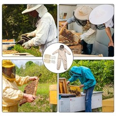 XXL Full Body Beekeeping Suit Ventilated Veil Hood with Gloves Beekeeper Outfit