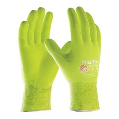 Pip 34-874Fy/M Hi-Vis Coated Gloves, Foam Nitrile, Foam, Palm, 3 Abrasion
