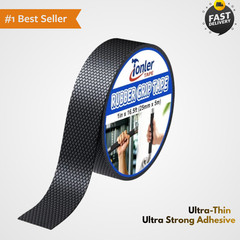 Black Rubber Grip Tape 1in x 16.5ft Ultra-Thin Ultra Strong Adhesive Anti-Slip