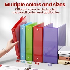 4 Pack 3 Inch Plastic Ring Binders Classic 4-Color 8.5×11 Office School