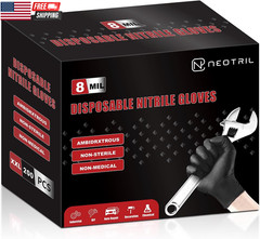 8 Mil Heavy Duty Disposable Nitrile Gloves with Diamond Texture Grip Rubber Glov