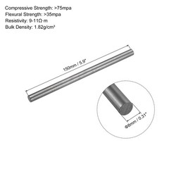 3Pcs Graphite Rod Graphite Stirring Rod Cylinder Stick Carbon Rod 150x8mm Black