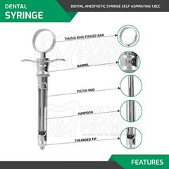 6 German Grade Dental Anesthetic Syringe Self-Aspirating 1.8CC Surgical Inst