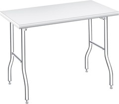 Folding Stainless Steel Table, Portable Workbench with Undershelf for Kitchen