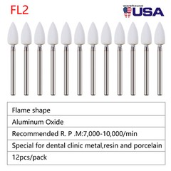 12pc/Pack Dental White Polishing Stones Flame shape FG bur Arkansas Stone Points