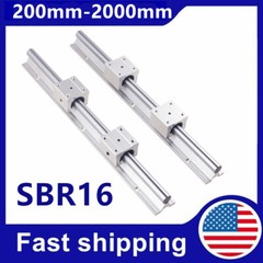 2PCS SBR16 Linear Guide Rail Slide Rail 300-2000mm 4 PCS SBR16UU Bearing Block