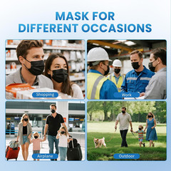 Disposable Face Mask, 100 PCS Black Masks, 3 Ply Protection Face Masks