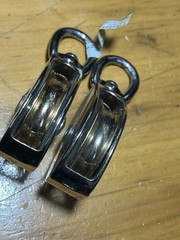 PAIR 2″ single pulley nice chrome WLL 55LBS(25KG) NEVER USED , NOS,MARINE?