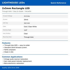 5 x 2x5x7mm Rectangle LEDs Cool Clear White LED Square x 2 5 7 – 7x5x2 mm