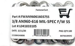 (100) 3/8 AN960-616 Mil-Spec Washers Stainless Steel AN960616 (100 Pieces)