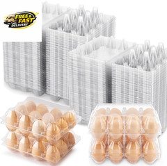 100 Packs Egg Cartons Cheap Bulk，Plastic for 12 Eggs, Clear Egg Cartons 3 * 4 ，
