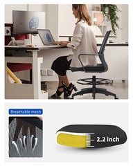 Drafting Chair Tall Office Chair Adjustable Height with Lumbar Support Arms Foot