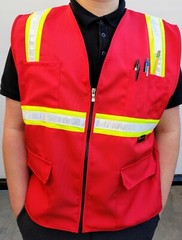 FX Red Safety Vest with 4 Front Pocket Small to 3XL