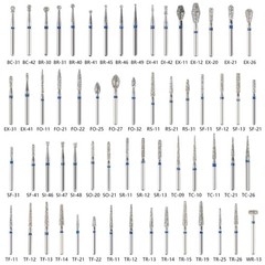 50pcs Dental Diamond Burs FG For High Speed Handpiece Friction Grip 149 Types
