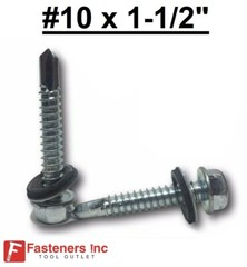 #10-16 x 1-1/2″ Hex Rubber Washer Self Drilling Screws Roofing Siding 5/16″ Dr.
