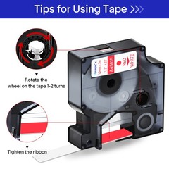Standard Red on White Label Tape For DYMO D1 A45015 LabelManager 200 300 12mm