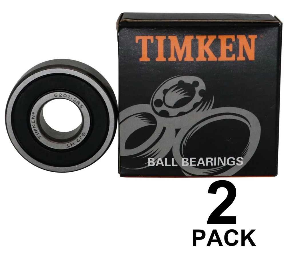 2 PACK TIMKEN 6201-2RS 15X35X11MM Double Rubber Seal Ball Bearings 6201RS