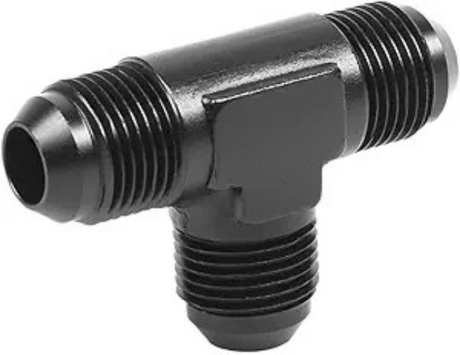 Black Anodized Aluminum 6AN Male Flare Tee Fitting Adapter, Quick Co Size: 6AN
