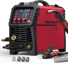 ARCCAPTAIN MIG Welder 250A 6 in 1 Aluminum LED Display Gas/Gasless MIG/Stick/TIG