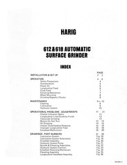 Harig Surface Grinder 612 & 618 Instruction & Parts List Manual #1516