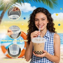 30 Sets 34 oz Drink Buckets with Lids and Straws, 30 34 oz, Transparent