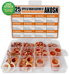 325 PCS Copper Metric Sealing Crush Washers Assortment 10 Sizes M5 M6 M8 M10