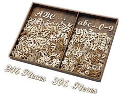 552 Pieces 0.75 Inch Mini Unfinished Wooden Letters 3/4 In, light wood color