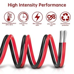 6 Gauge Wire,10Ft Black & 10Ft Red 6 AWG Tinned Copper Electrical Wire Cable,…
