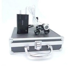 Dental 2.5X Binocular Loupes with 3W LED Head Light Aluminum Box Black US STOCK