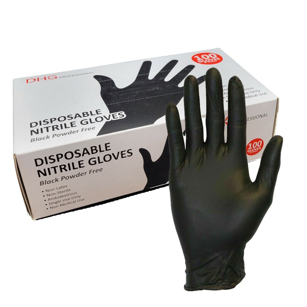 Latex Free Powder Free Black Nitrile Disposable Gloves, Food Handling, Cleaning