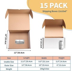 Versatile 15-Pack Matte White Shipping Boxes 12x10x6 – Perfect for Mailing Gifts