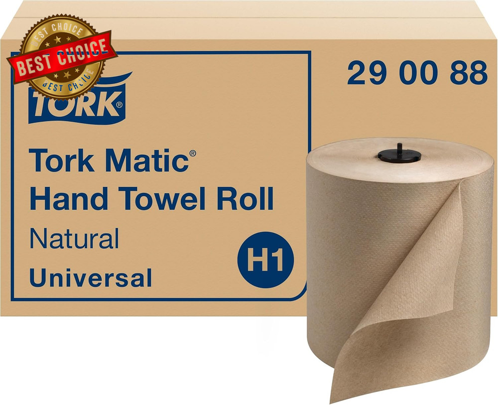 Matic Paper Hand Towel Roll Natural H1, Universal, 100% Recycled Fiber, 6 Rolls
